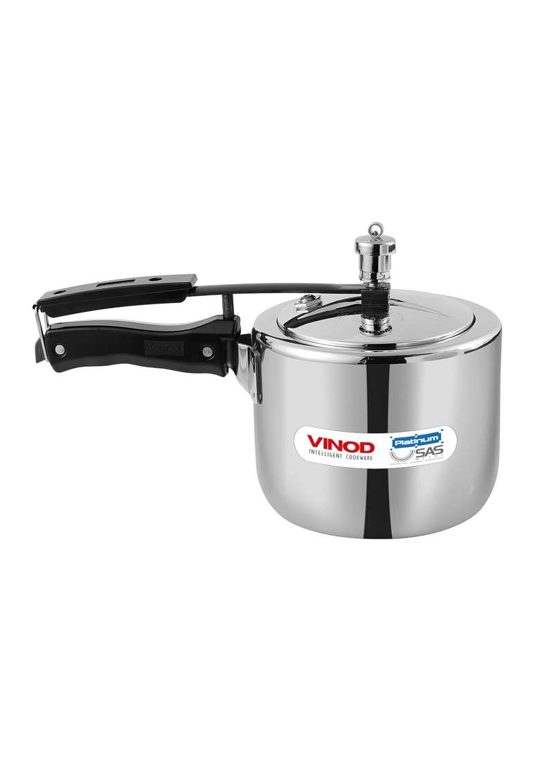 Vinod Straight Platinum Triply Stainless Steel Inner Lid Pressure Cooker | 2 L | 2.1 Qt | Induction Compatible - Indya