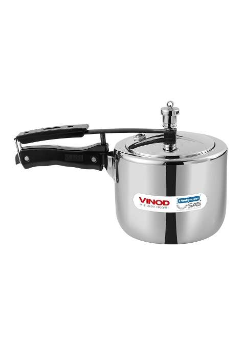 Vinod Straight Platinum Triply Stainless Steel Inner Lid Pressure Cooker | 2 L | 2.1 Qt | Induction Compatible