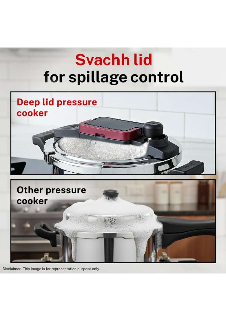 Prestige Flip on Triply Stainless Steel Pressure Cooker with Glass Lid | 5 L | 5.3 Qt | Induction Compatible - Indya