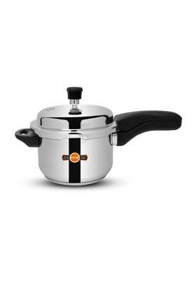 Orange Triply Stainless Steel Pressure Cooker | 3 L | 3.2 Qt | Induction Compatible | Heavy Bottom
