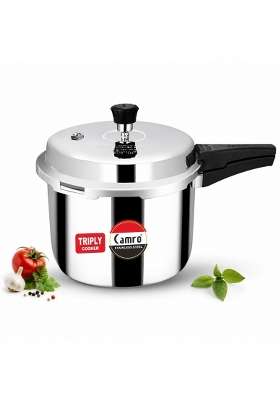 Camro Steel Camro Triply Pressure Cooker Stainless Steel | 5.5 L | 5.8 Qt | Induction Compatible
