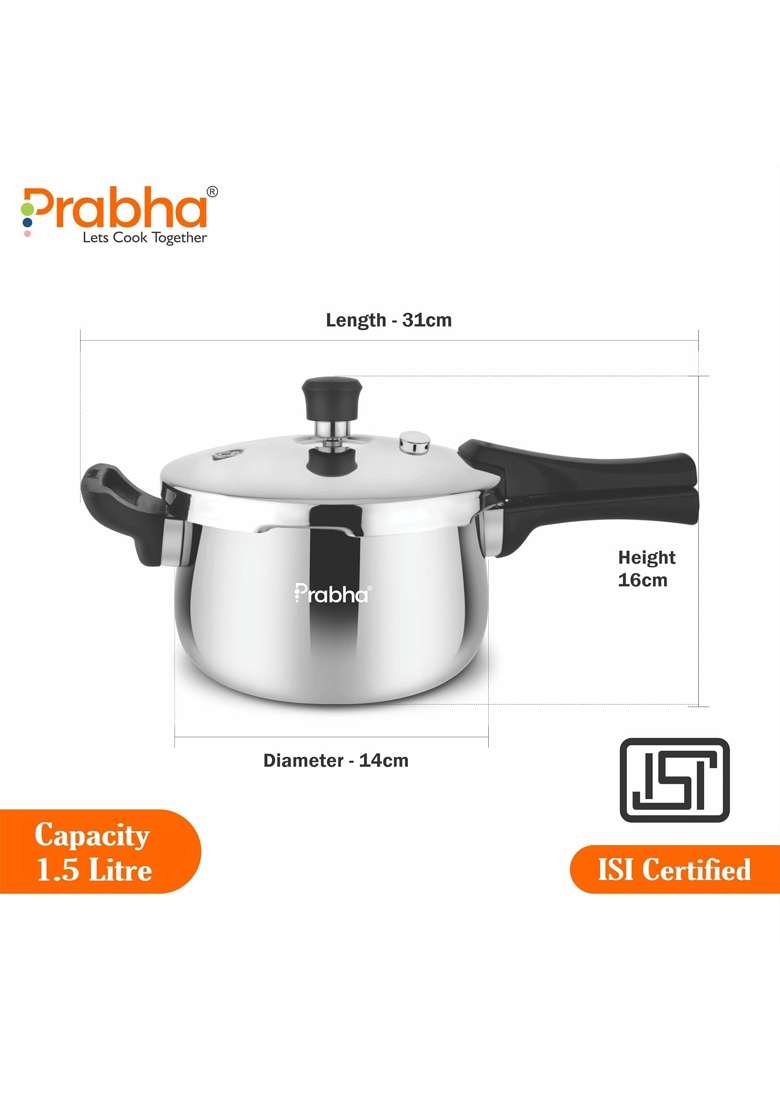 Prabha Stainless Steel Pressure Cooker Outer Lid | 1.5 L | 1.6 Qt | Induction Compatible | Tri-Ply - Indya