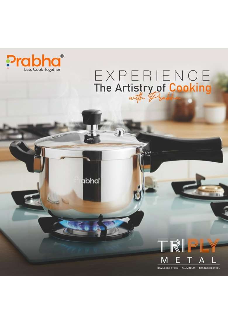 Prabha Stainless Steel Pressure Cooker Outer Lid | 1.5 L | 1.6 Qt | Induction Compatible | Tri-Ply - Indya