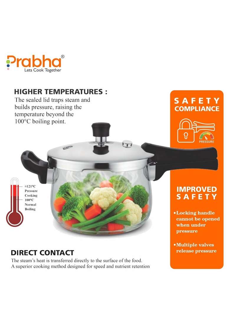 Prabha Stainless Steel Pressure Cooker Outer Lid | 1.5 L | 1.6 Qt | Induction Compatible | Tri-Ply - Indya