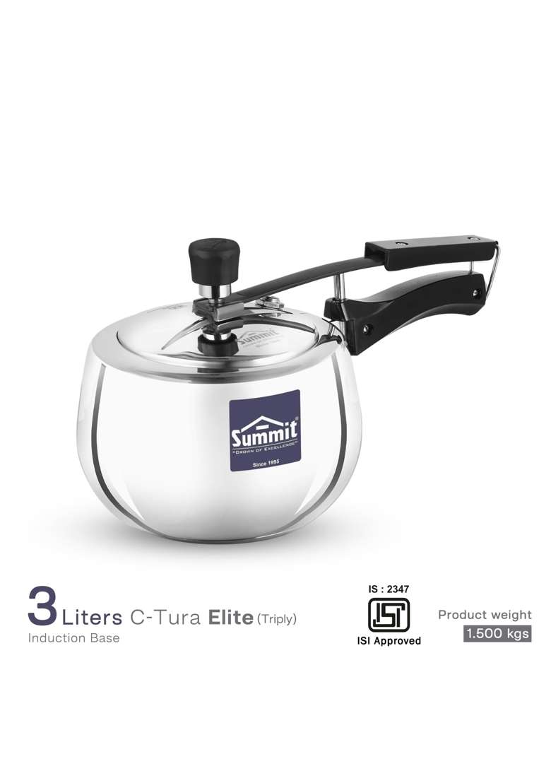 SUMMIT Innerlid Contura Tri-Ply Induction Elite Stainless Steel Pressure Cooker | 3 L | 3.2 Qt - Indya