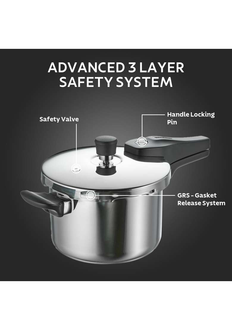 TRAMONTINA Aeion Triply Pressure Cooker | 1.5 L | 1.6 Qt | Induction Compatible | PFOA Free - Indya
