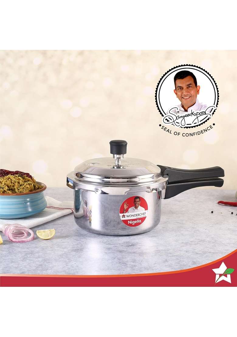 Wonderchef Nigella Tri-Ply Outer Lid Pressure Cooker | 2 L | 2.1 Qt - Indya