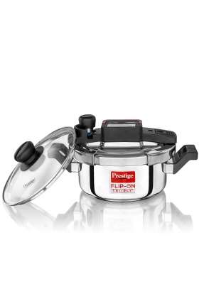Prestige Flip on Triply Stainless Steel Pressure Cooker with Glass Lid | 2 L | 2.1 Qt | Induction Compatible