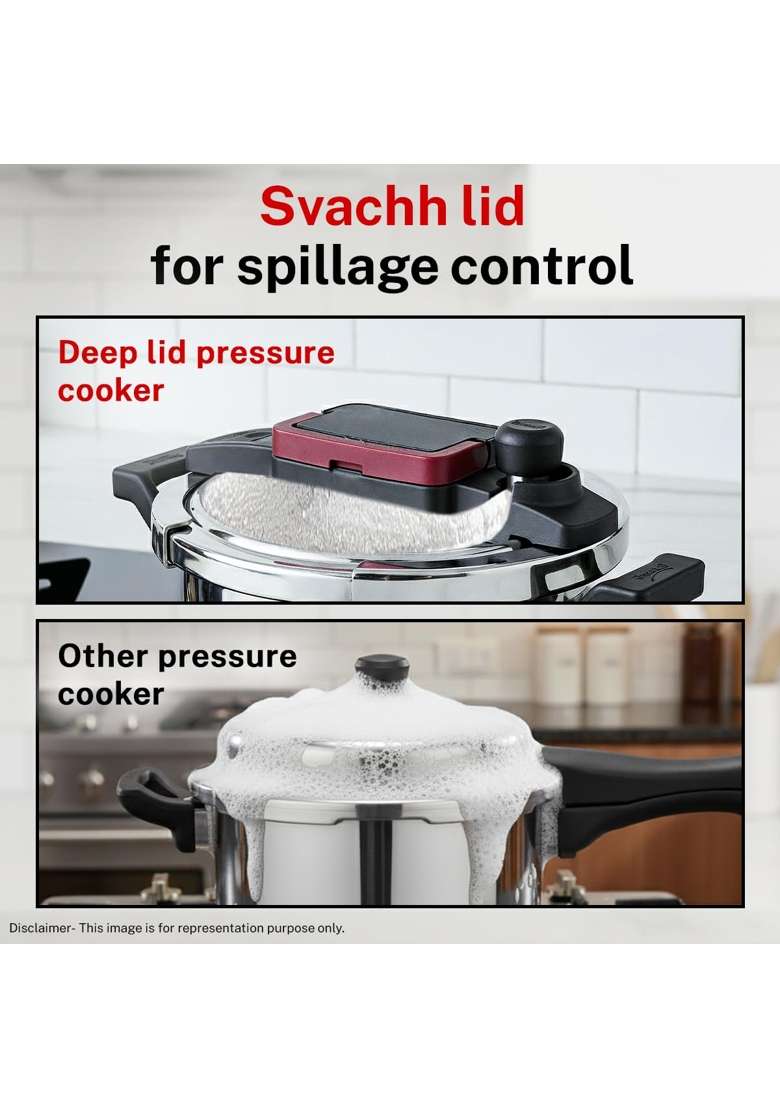 Prestige Flip on Triply Stainless Steel Pressure Cooker with Glass Lid | 2 L | 2.1 Qt | Induction Compatible - Indya