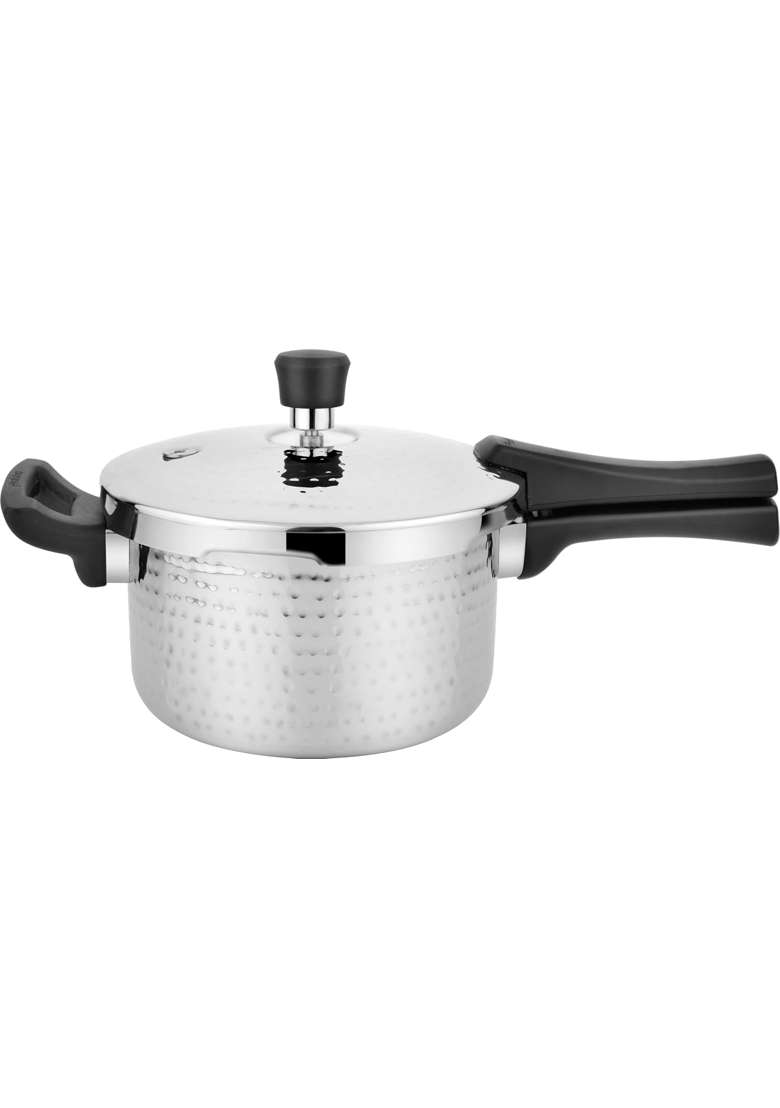 Prabha Stainless Steel Pressure Cooker Outer Lid | 5 L | 5.3 Qt | Induction Compatible | Tri-Ply | Hammered Finish - Indya