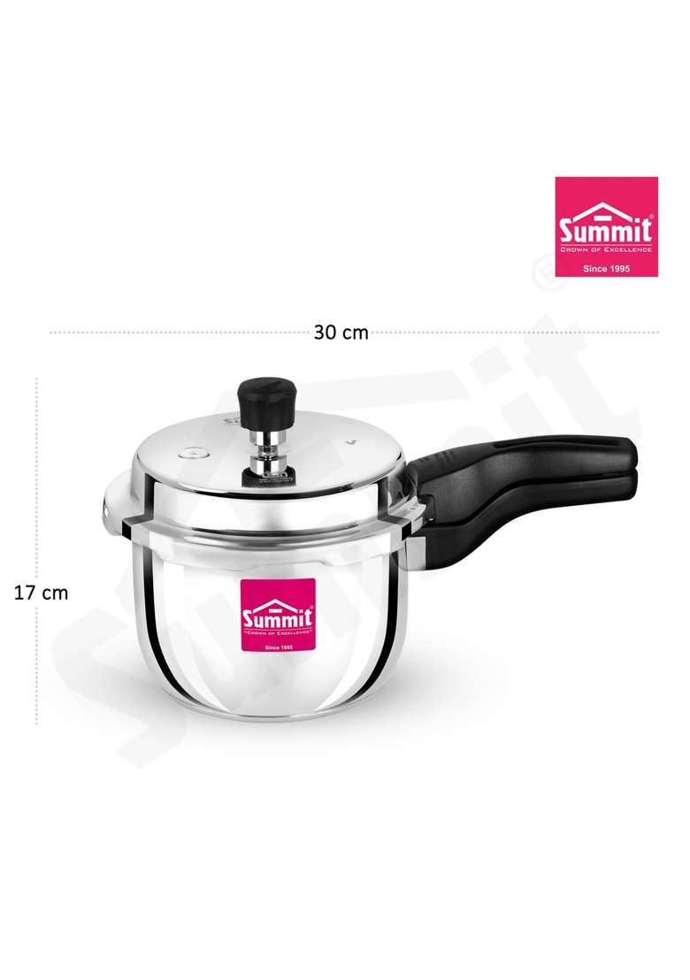 SUMMIT OuterLid Induction Base Triply Elite Stainless Steel Pressure Cooker | 1.5 L | 1.6 Qt - Indya