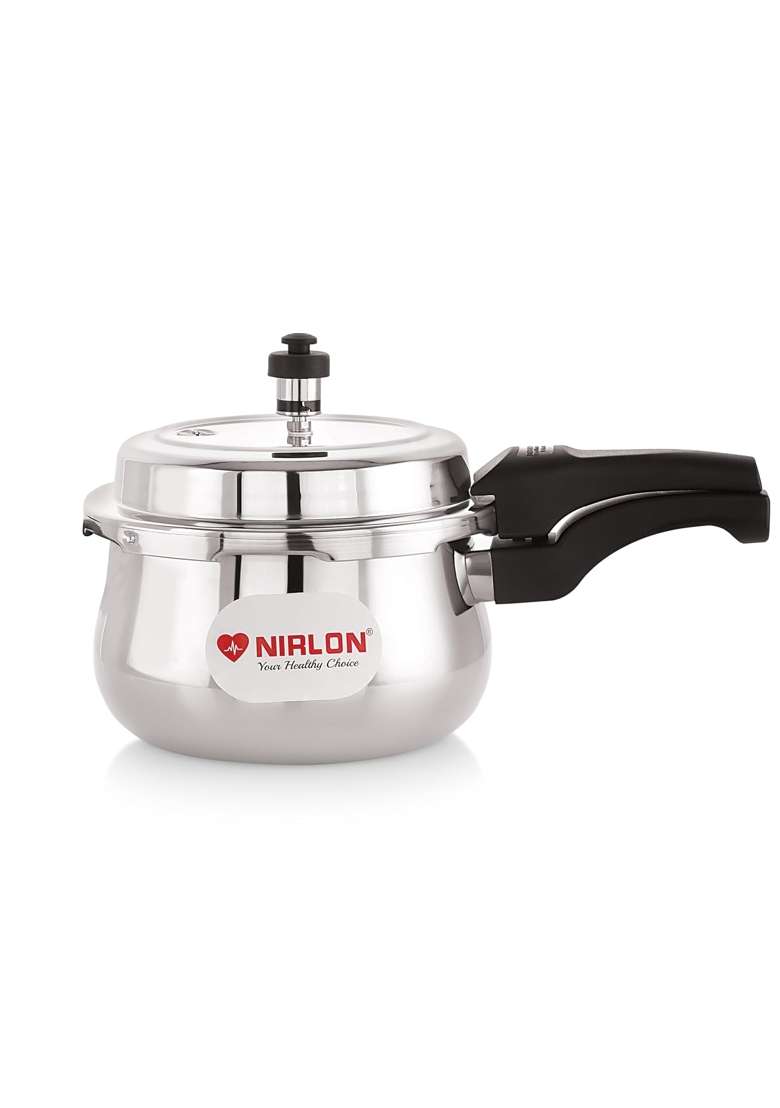 NIRLON Induction and Gas Stove Compatible Outer Lid Belly Triply Stainless Steel | 2 L | 2.1 Qt - Indya