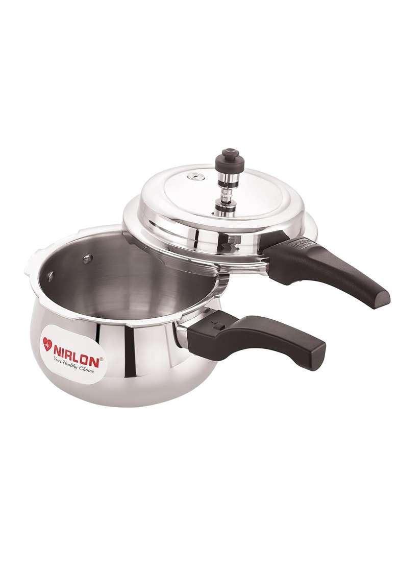 NIRLON Induction and Gas Stove Compatible Outer Lid Belly Triply Stainless Steel | 2 L | 2.1 Qt - Indya