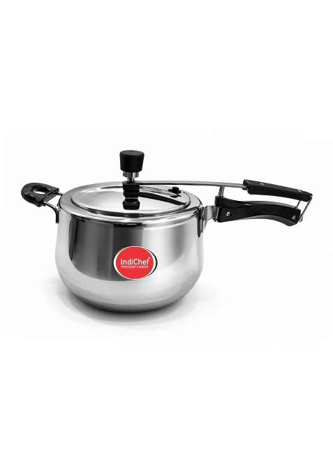 IndiChef Triply Stainless Steel Contura Pressure Cooker | 5 L | 5.3 Qt | Induction Compatible | Heavy Bottom
