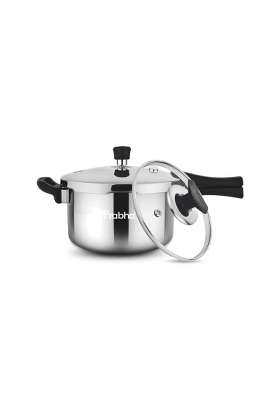 Prabha TriPly Whizz Plus Bakelite Handle Pressure Cooker | 2.5 L | 2.6 Qt | Induction Compatible