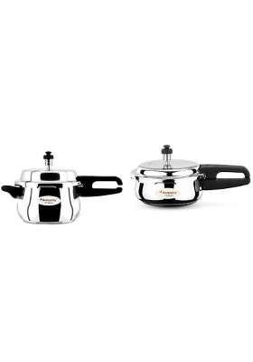 Butterfly Curve and SS Pressure Cooker Combo | 2 L | 2.1 Qt | Induction Compatible | Tri-Ply