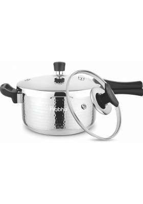 Prabha TriPly Whizz Plus Hammered Bakelite Handle Pressure Cooker | 2.5 L | 2.6 Qt | Induction Compatible