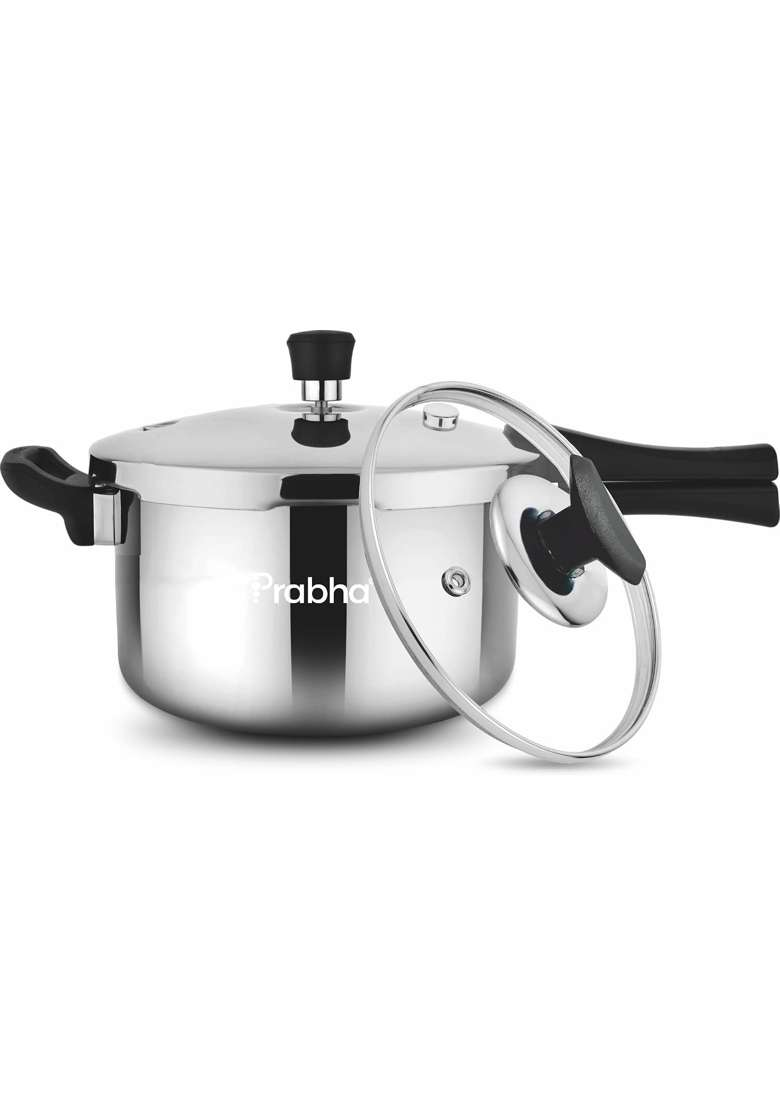 Prabha TriPly Whizz Plus Bakelite Handle Pressure Cooker | 3 L | 3.2 Qt | Induction Compatible - Indya