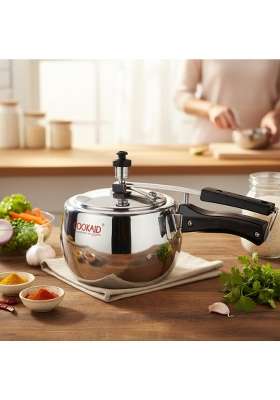 Cookaid Triply Stainless Steel Pressure Cooker with Inner Lid Induction and Gas Stove | 3 L | 3.2 Qt