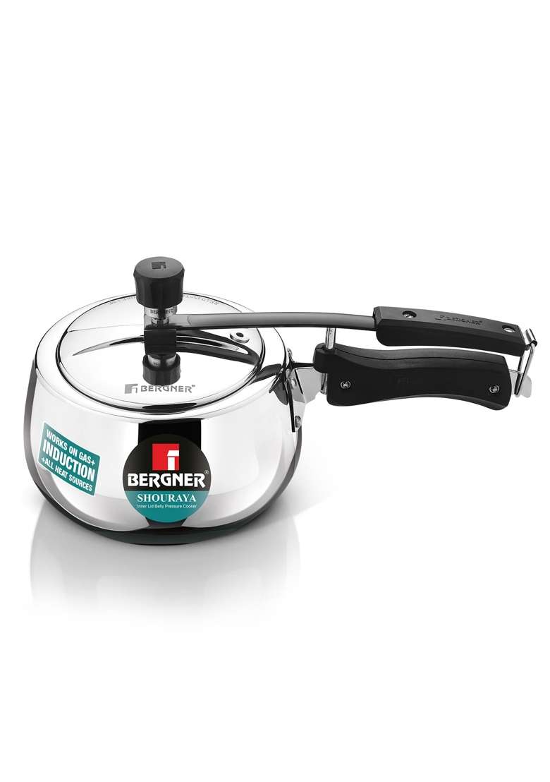 BERGNER Shouraya Triply Stainless Steel Inner Lid Pressure Cooker | 2.5 L | 2.6 Qt | Induction Compatible - Indya