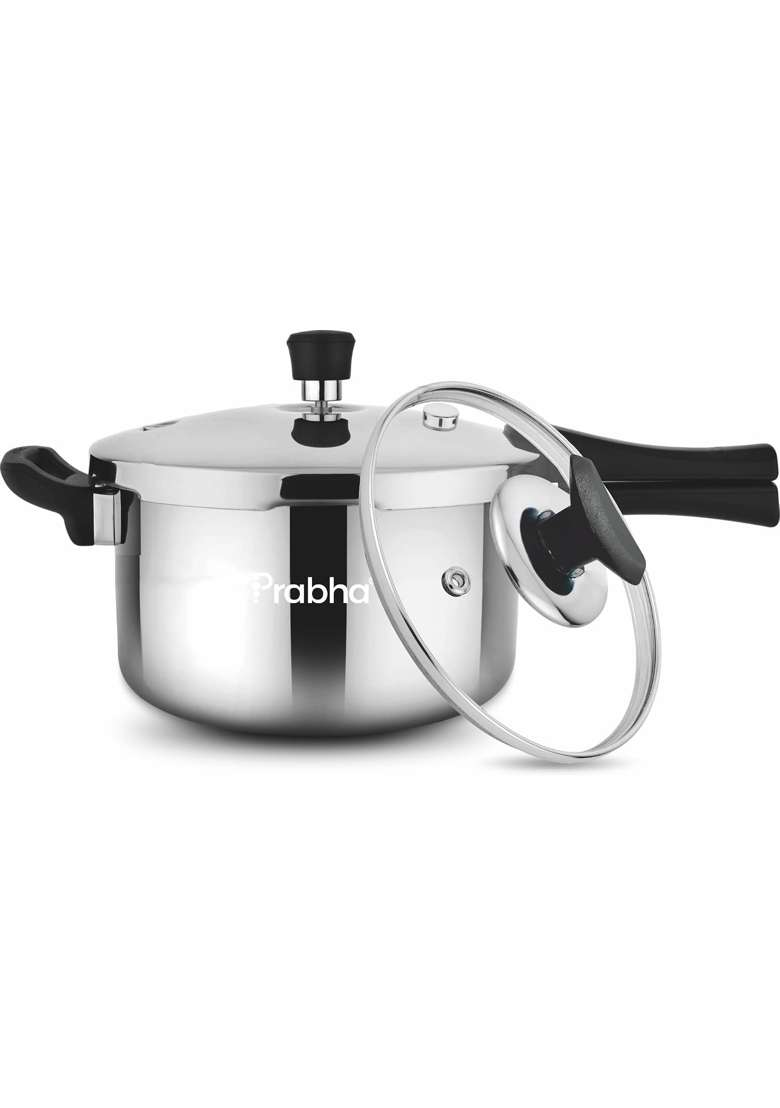 Prabha TriPly Whizz Plus Bakelite Handle Pressure Cooker | 5 L | 5.3 Qt | Induction Compatible - Indya