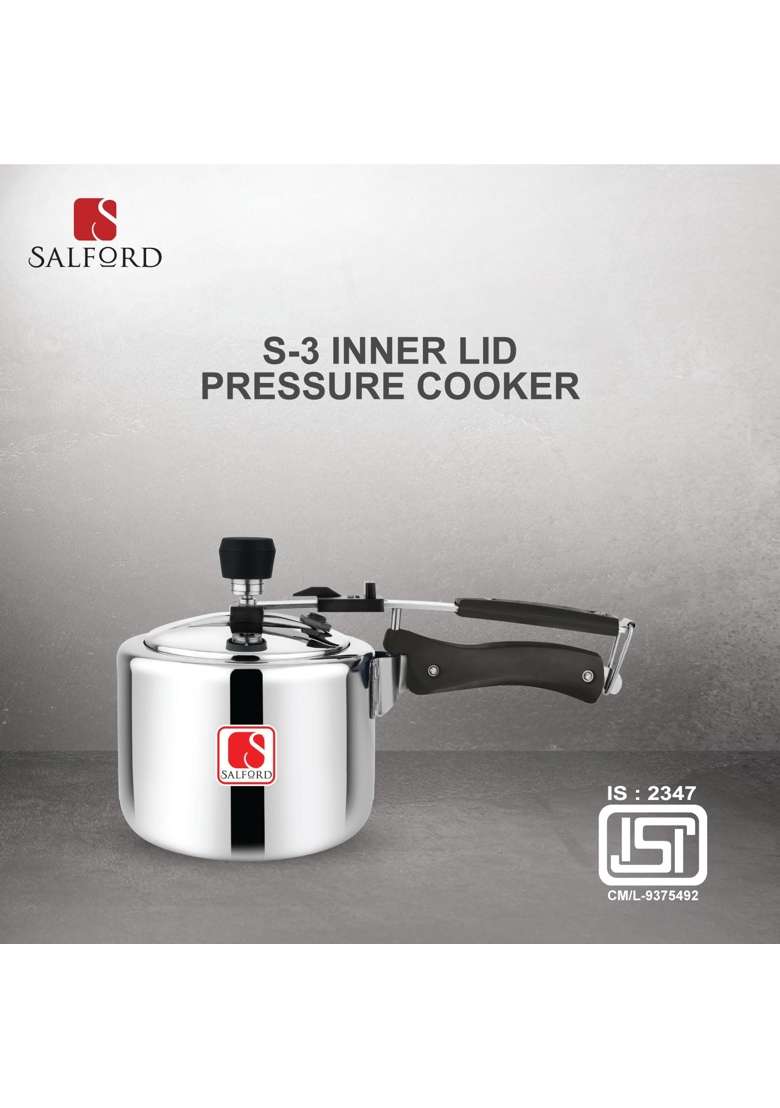 SALFORD S-3 Triply Inner Lid Pressure Cooker | 2 L | 2.1 Qt | Induction Compatible - Indya