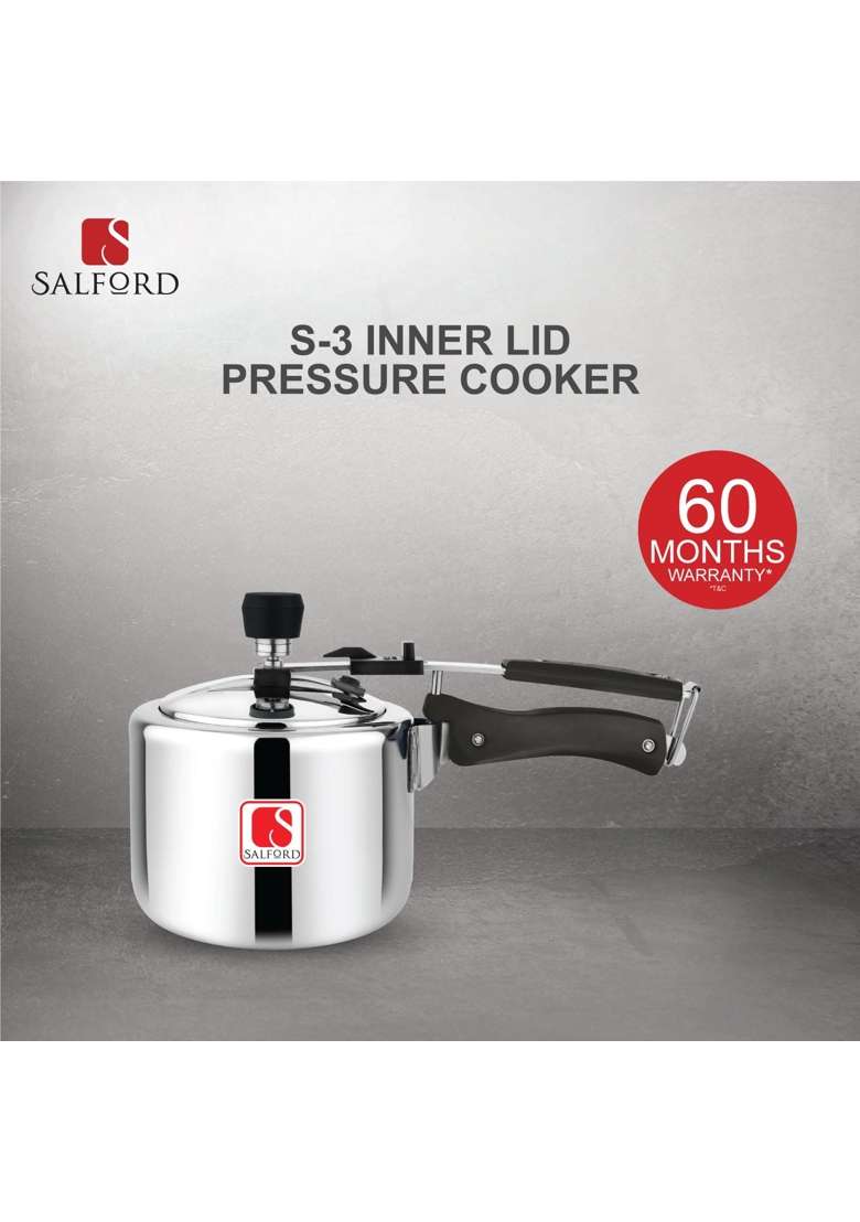 SALFORD S-3 Triply Inner Lid Pressure Cooker | 2 L | 2.1 Qt | Induction Compatible - Indya