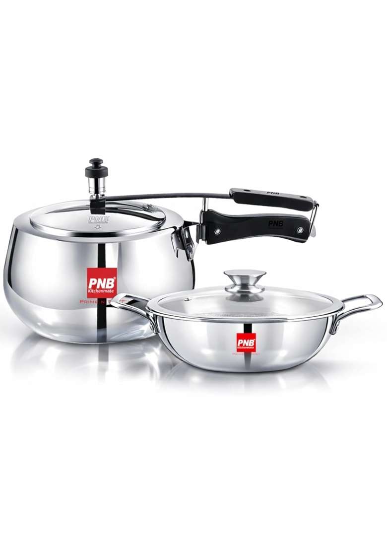 PNB Triply Cookware Combo | 3 L | 3.2 Qt | 22 cm | 8.7 Inch | Induction Compatible - Indya