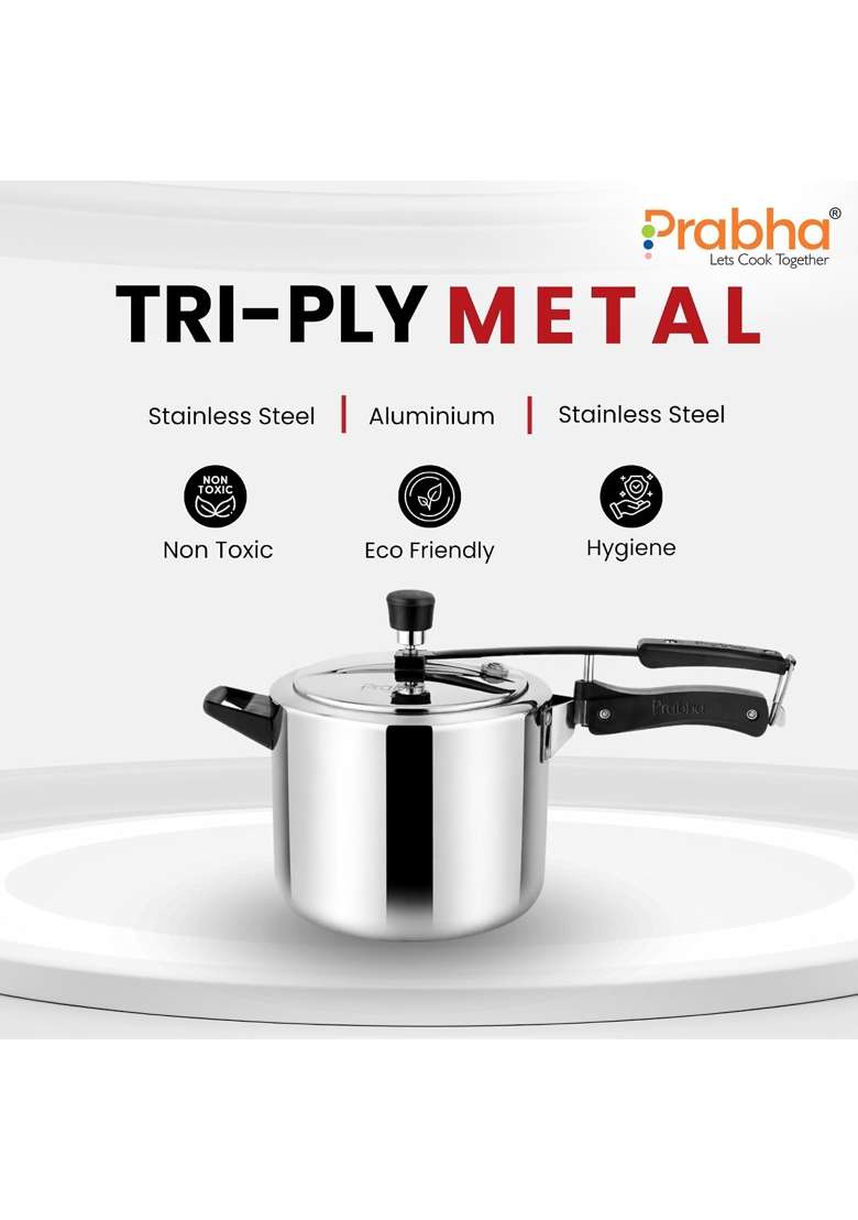 Prabha Stainless Steel Pressure Cooker Inner Lid | 5 L | 5.3 Qt | Induction Compatible | Non-Toxic | Tri-Ply - Indya
