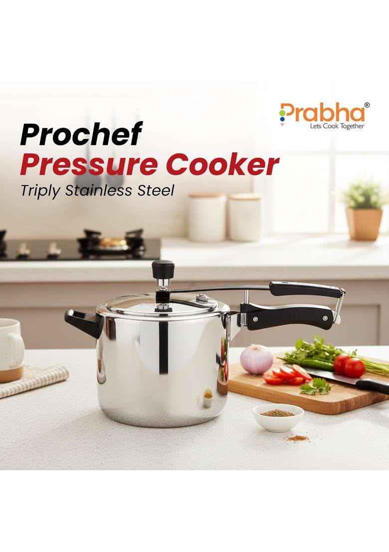 Prabha Stainless Steel Pressure Cooker Inner Lid | 5 L | 5.3 Qt | Induction Compatible | Non-Toxic | Tri-Ply - Indya