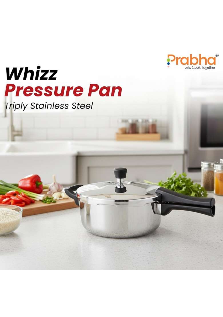 Prabha Stainless Steel Pressure Pan Outer Lid | 3.5 L | 3.7 Qt | Induction Compatible | Tri-Ply - Indya