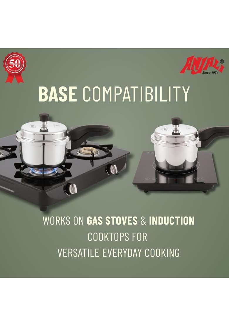 ANJALI Terra Triply Stainless Steel Pressure Cooker | 3 L | 3.2 Qt | Induction Compatible - Indya