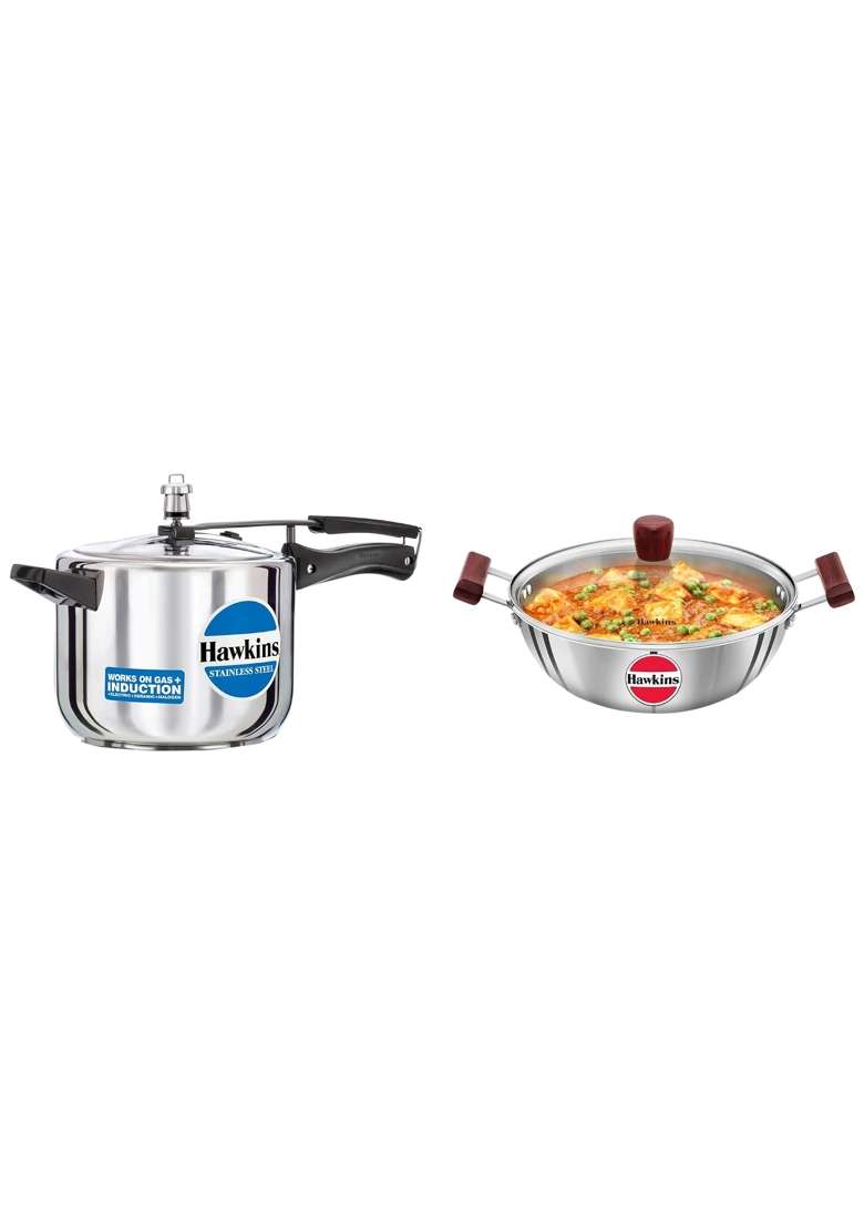 Hawkins Pressure Cooker | 5 L | 5.3 Qt | Induction Compatible | Tri-Ply | With Lid - Indya
