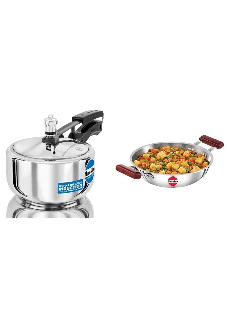 Hawkins Stainless Steel Pressure Cooker | 2 L | 2.1 Qt | Tri-Ply - Indya