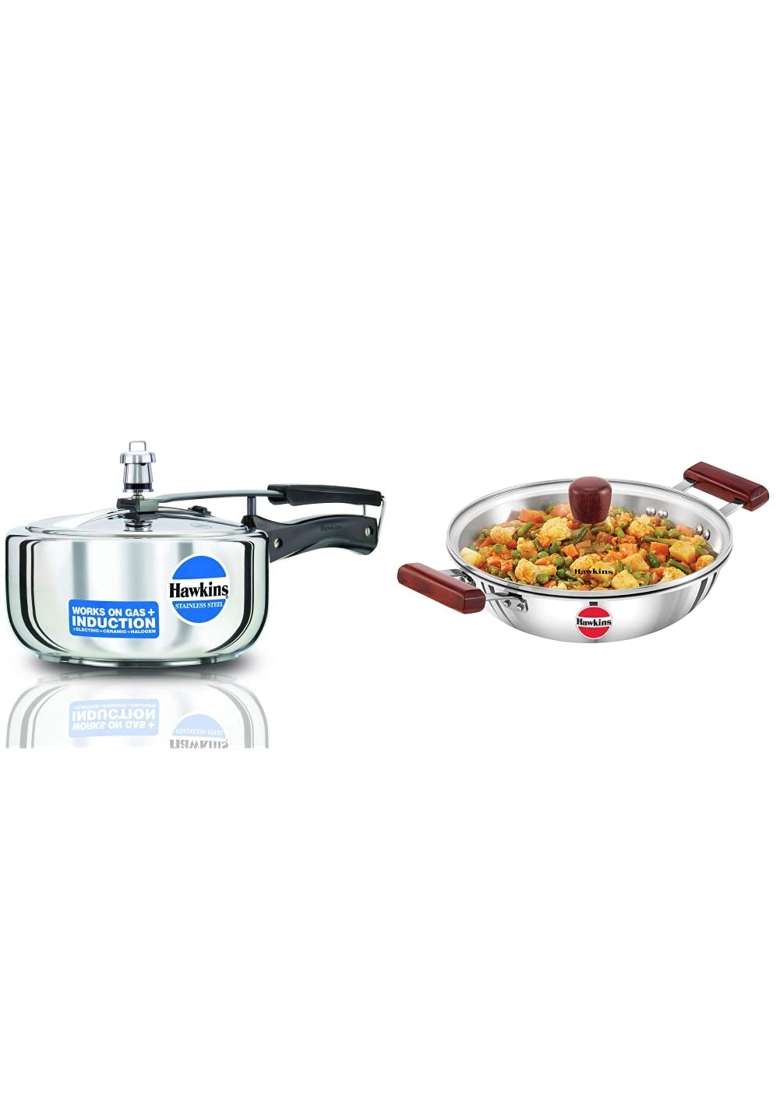 Hawkins Pressure Cooker | 3 L | 3.2 Qt | Induction Compatible | Tri-Ply | With Lid - Indya