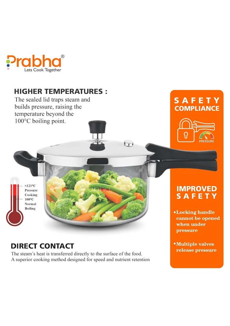 Prabha Stainless Steel Pressure Cooker Outer Lid | 3 L | 3.2 Qt | Induction Compatible | Tri-Ply | Hammered Finish - Indya