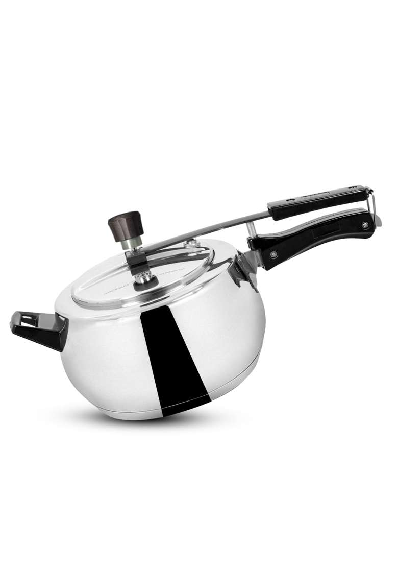 Omichef Sandwich Bottom Stainless Steel Pressure Cooker | 3 L | 3.2 Qt | Induction Compatible | Non-Toxic | Food Safe | Rust Resistant - Indya