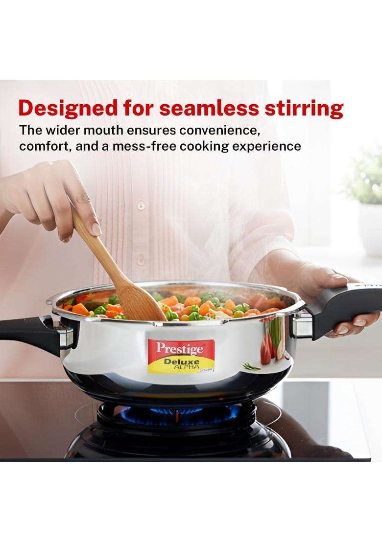 Prestige Deluxe Alpha Svachh Stainless Steel Pressure Cooker | 4 L | 4.2 Qt - Indya