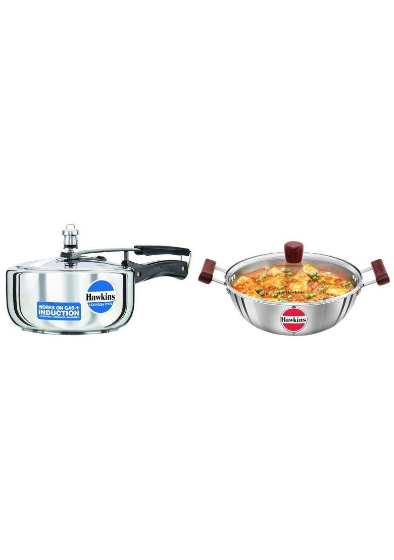 Hawkins Pressure Cooker | 3 L | 3.2 Qt | Induction Compatible | Tri-Ply | With Lid - Indya