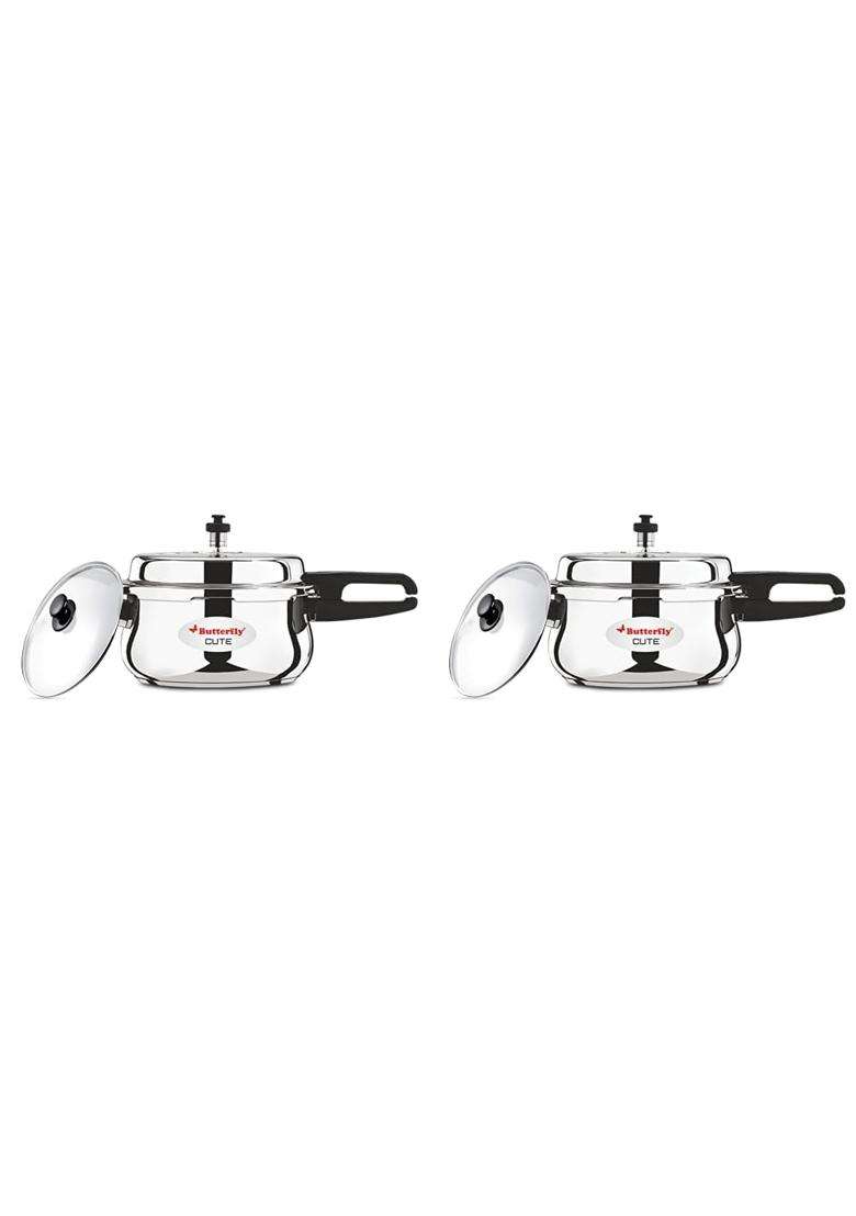 Butterfly Cute and SS Pressure Cooker Combo | 2 L | 2.1 Qt | Induction Compatible | Tri-Ply - Indya