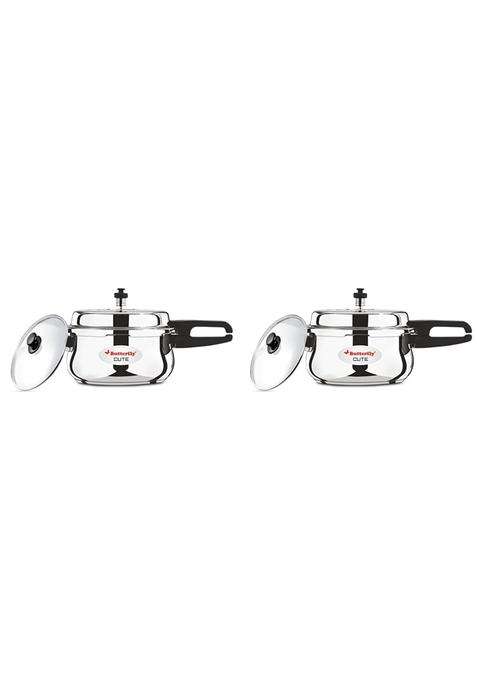 Butterfly Cute and SS Pressure Cooker Combo | 2 L | 2.1 Qt | Induction Compatible | Tri-Ply