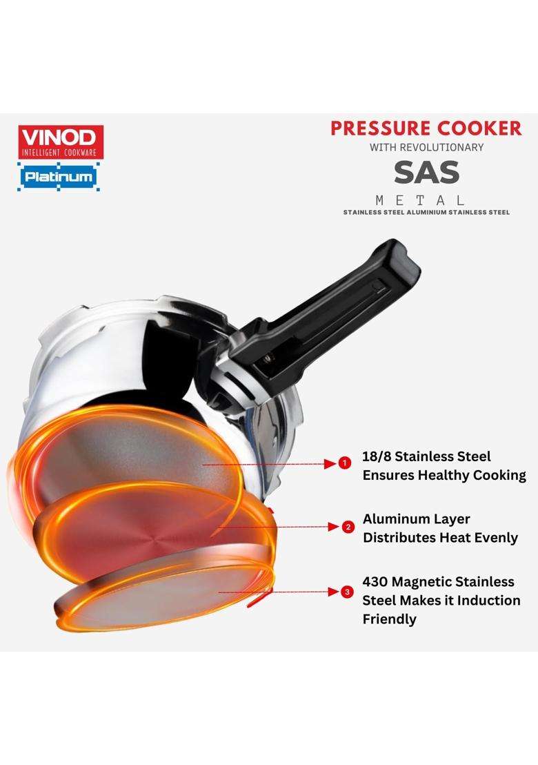 Vinod Splendid Plus Stainless Steel Pressure Cooker Outer Lid | 1.5 L | 1.6 Qt | Induction Compatible - Indya