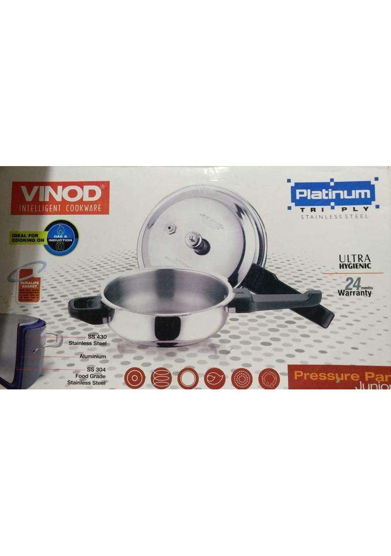 Vinod Cookware Induction Friendly Platinum 304 Food Grade Stainless Steel Triple | 3 L | 3.2 Qt | Tri-Ply - Indya