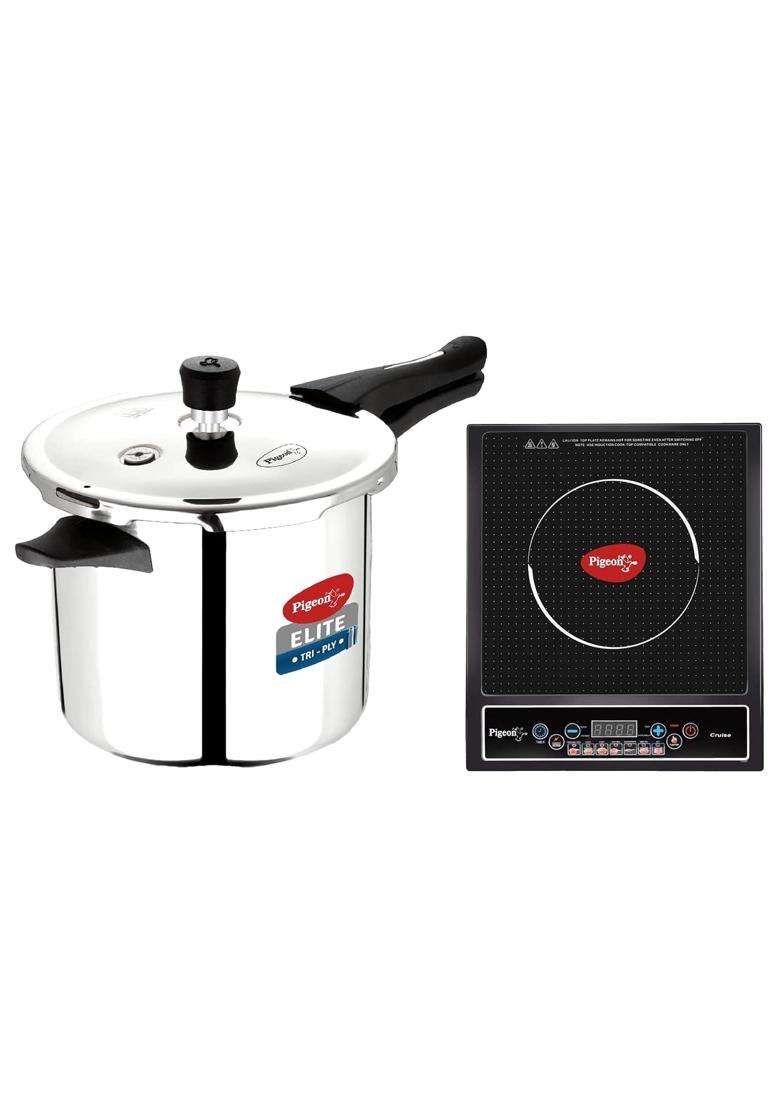 Pigeon By Stovekraft Elite Sine Tri-Ply Body Outer Lid Pressure Cooker Induction | 3 L | 3.2 Qt - Indya