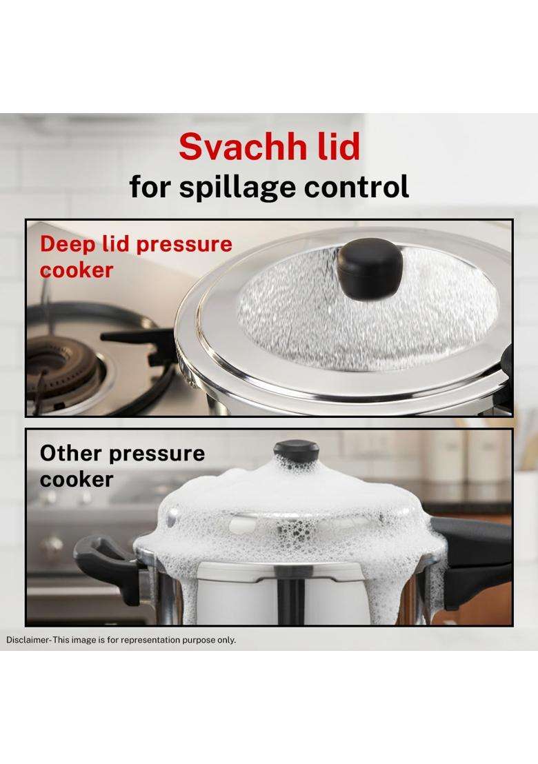 Prestige Stainless Steel Popular Svachh Outerlid Pressure Cooker | 3 L | 3.2 Qt | Induction Compatible - Indya