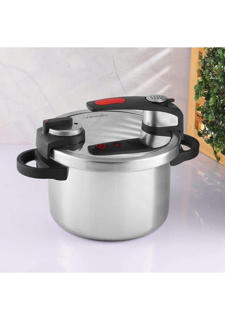 Vinod Stainless Steel Nutrimax Pressure Cooker | 3.5 L | 3.7 Qt | Induction Compatible - Indya