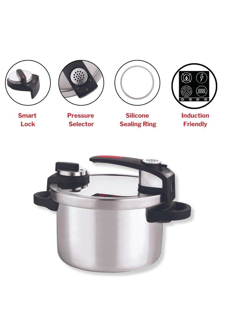 Vinod Stainless Steel Nutrimax Pressure Cooker | 3.5 L | 3.7 Qt | Induction Compatible - Indya