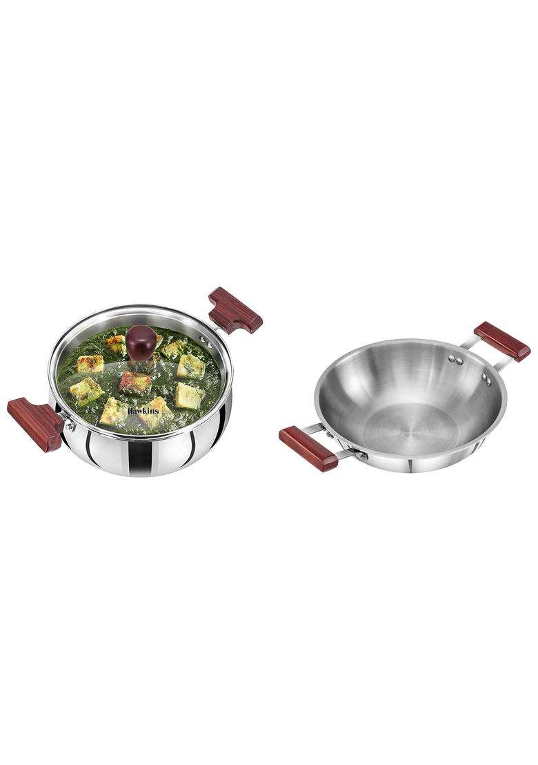 Hawkins Tri-Ply Stainless Steel Cookware | 3 L | 3.2 Qt | Induction Compatible - Indya