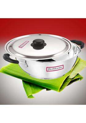 FLIXBLOOM Shine Special Kitchen Cookware Induction and Gas Stove Compatible Cooking Kadai Wok | 2 L | 2.1 Qt | Tri-Ply | With Lid