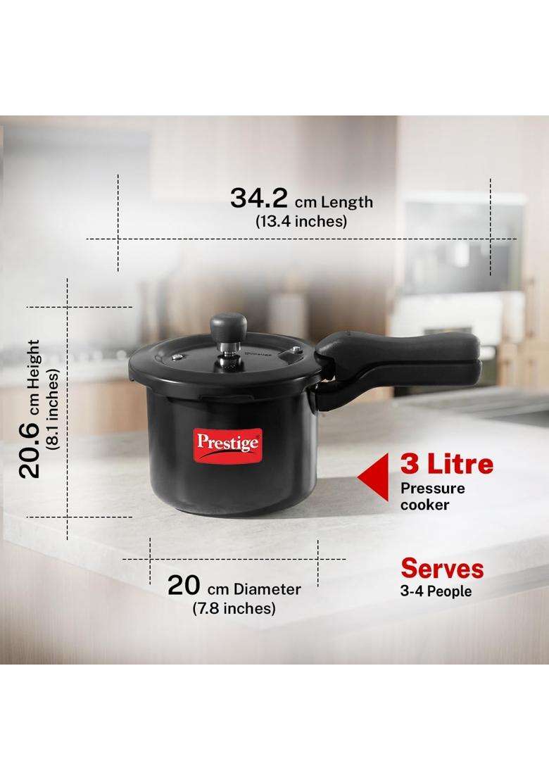 Prestige Hard Anodised Svachh Outerlid Pressure Cooker | 3 L | 3.2 Qt | Induction Compatible - Indya